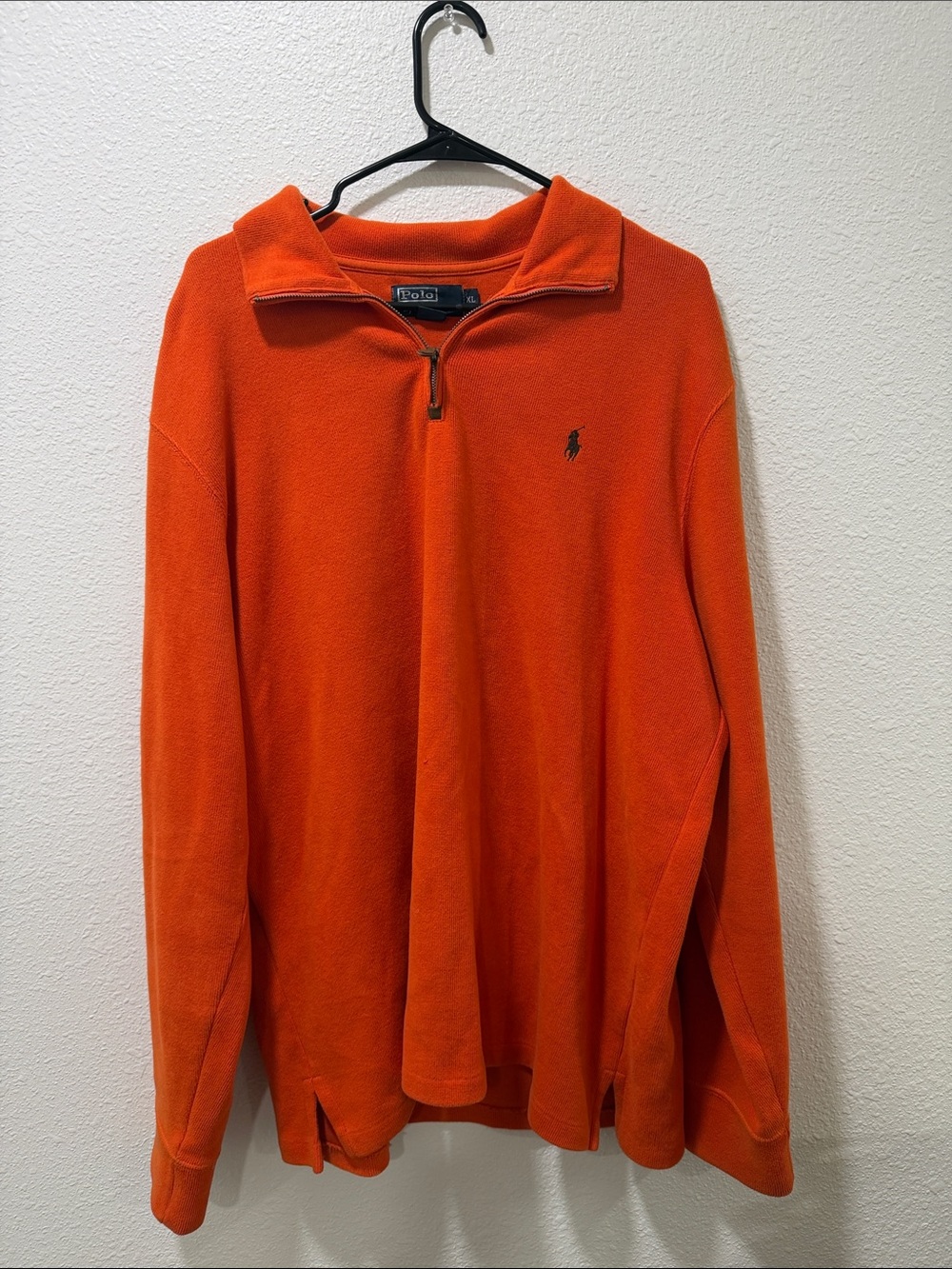 Polo by Ralph Lauren Bright Orange Quarter-Zip Sweater